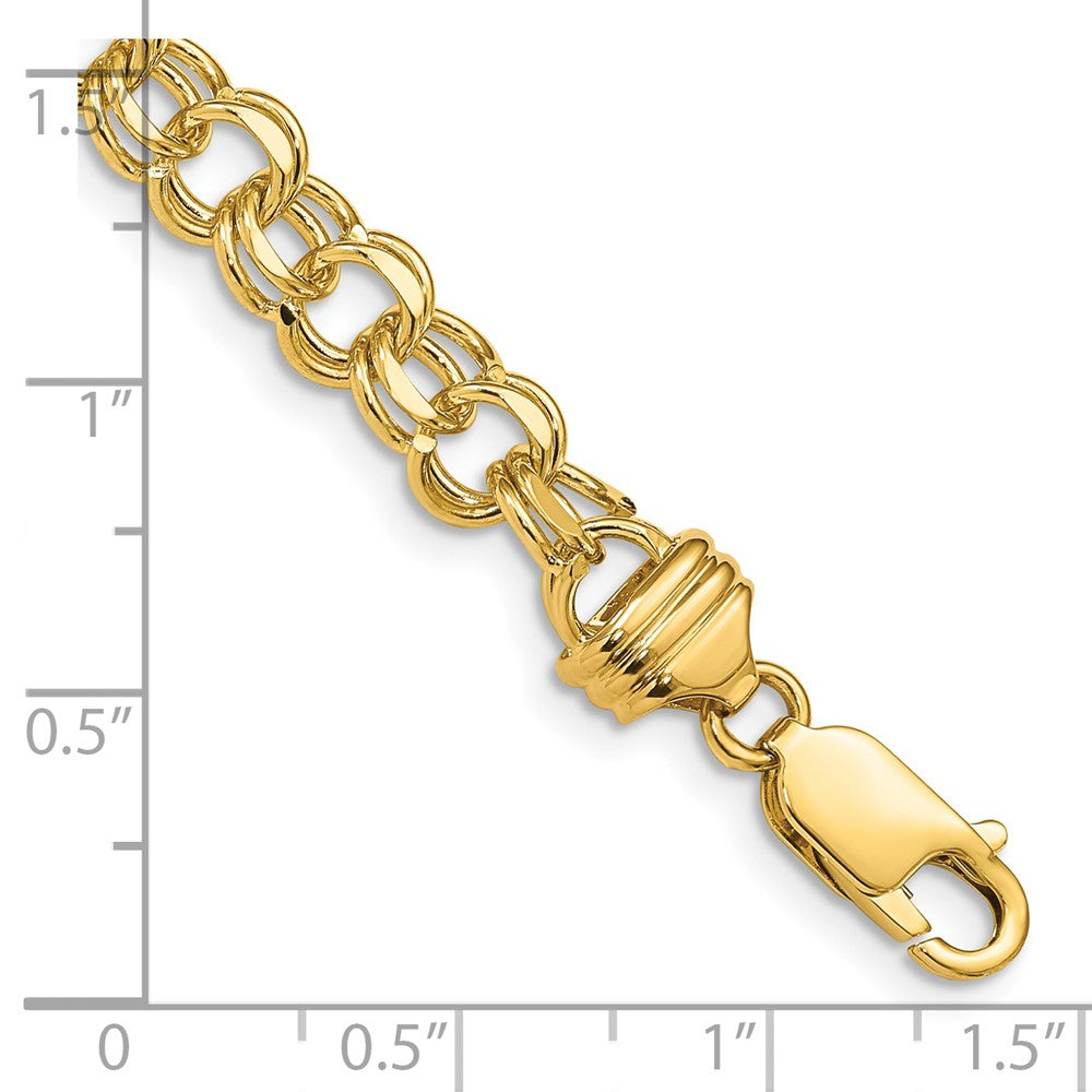 7 Inch 14K 7In 6.5mm Solid Double Link Charm Bracelet