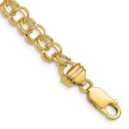 7 Inch 14K 7In 6.5mm Solid Double Link Charm Bracelet