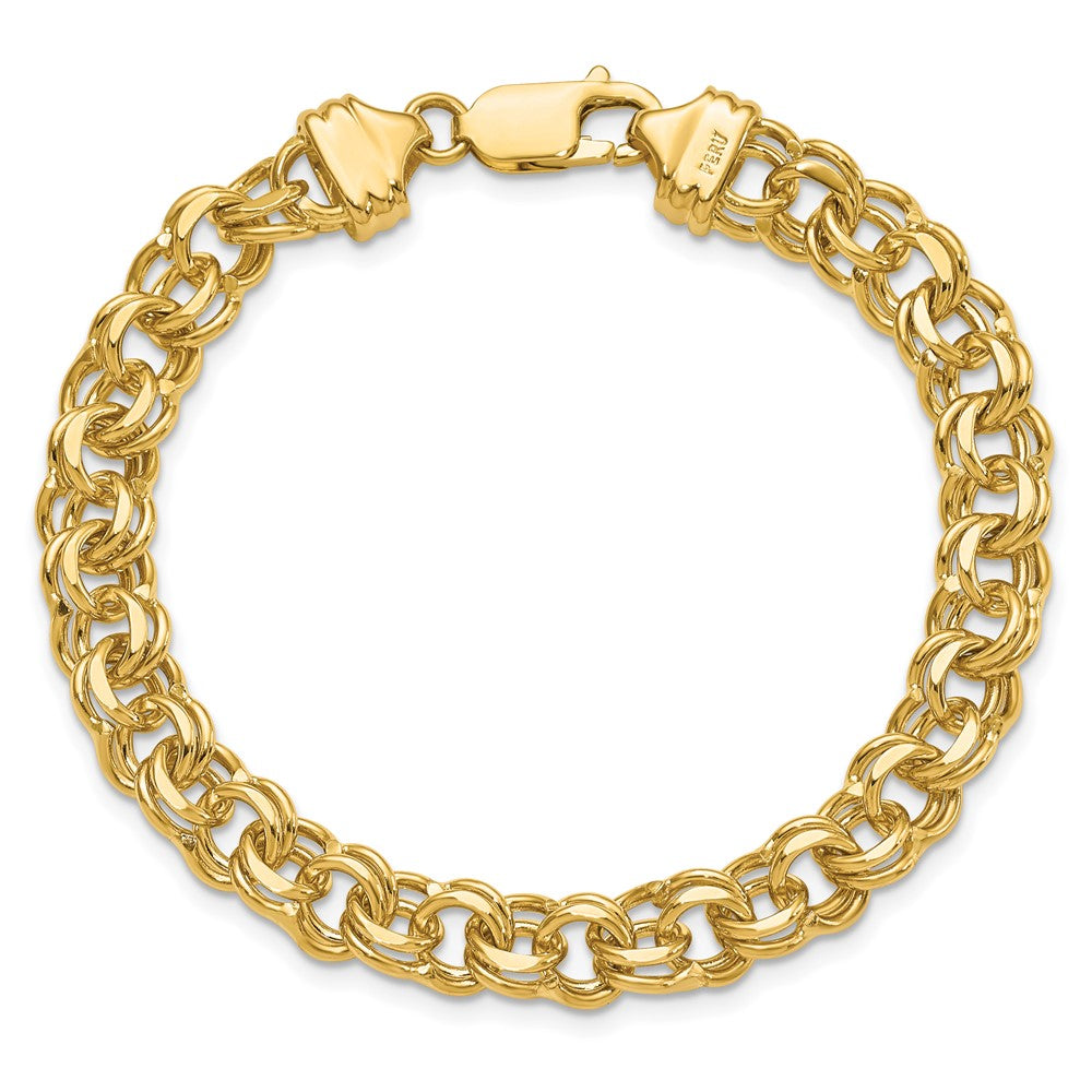 7 Inch 14K 7In 7.5mm Solid Double Link Charm Bracelet
