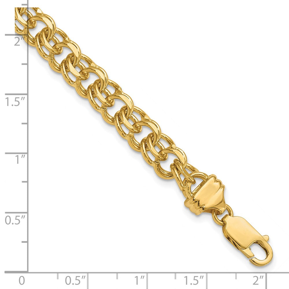 7 Inch 14K 7In 7.5mm Solid Double Link Charm Bracelet