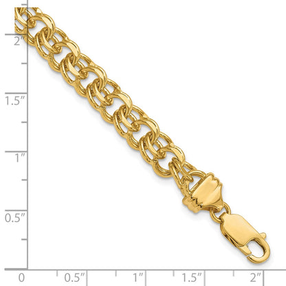 7 Inch 14K 7In 7.5mm Solid Double Link Charm Bracelet