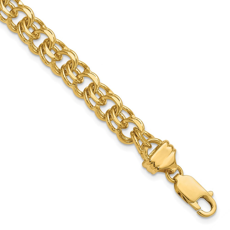 7 Inch 14K 7In 7.5mm Solid Double Link Charm Bracelet