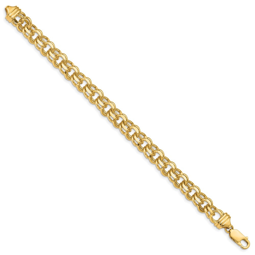 7 Inch 14K 7In 8.5mm Solid Double Link Charm Bracelet
