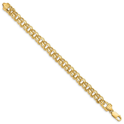 7 Inch 14K 7In 8.5mm Solid Double Link Charm Bracelet