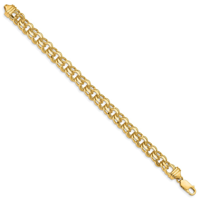 7 Inch 14K 7In 8.5mm Solid Double Link Charm Bracelet