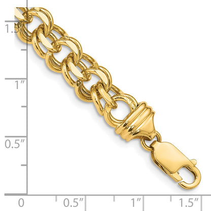 7 Inch 14K 7In 8.5mm Solid Double Link Charm Bracelet
