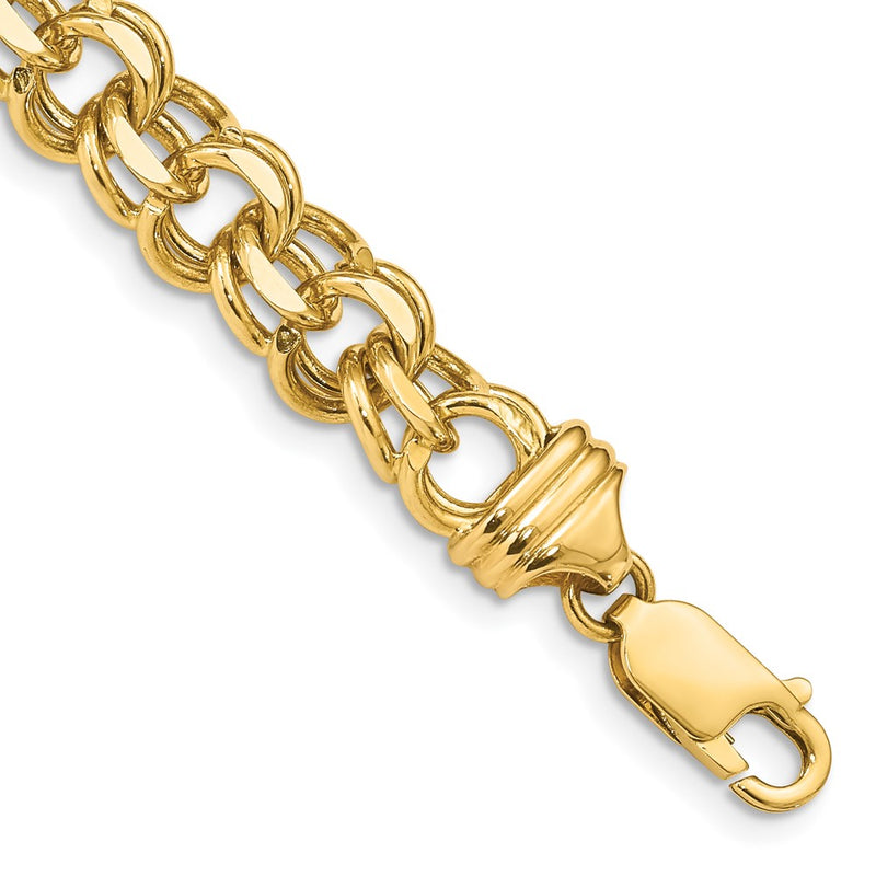8 Inch 14K 8In 8.5mm Solid Double Link Charm Bracelet
