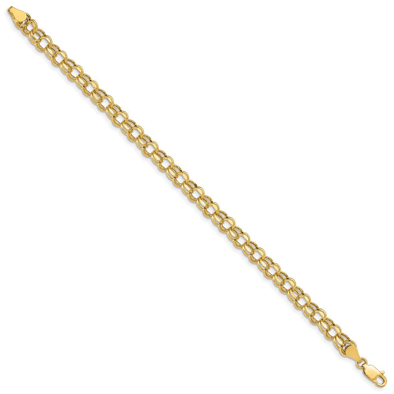 7 Inch 14K 7In 5.5mm Hollow Double Link Charm Bracelet