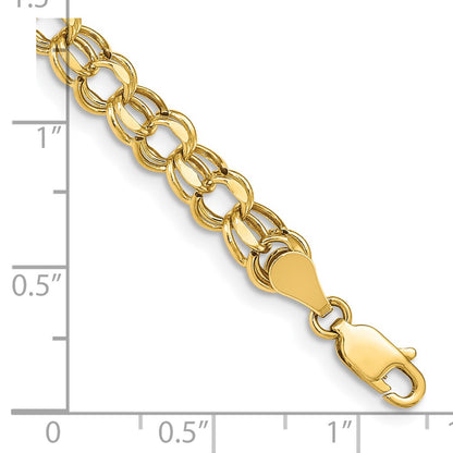 8 Inch 14K 8In 5.5mm Hollow Double Link Charm Bracelet