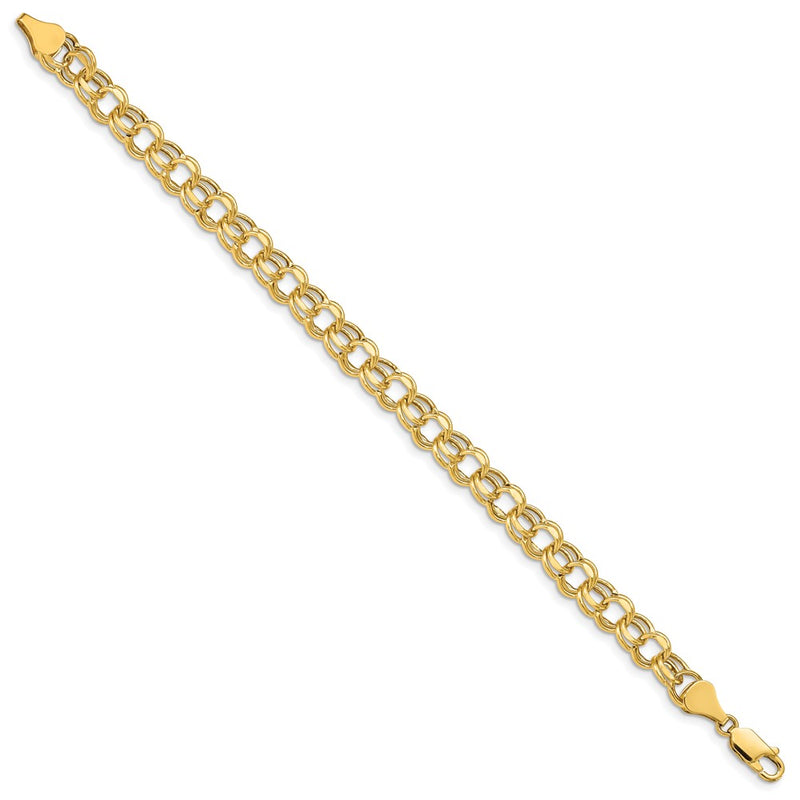 7 Inch 14K 7In 6.5mm Hollow Double Link Charm Bracelet