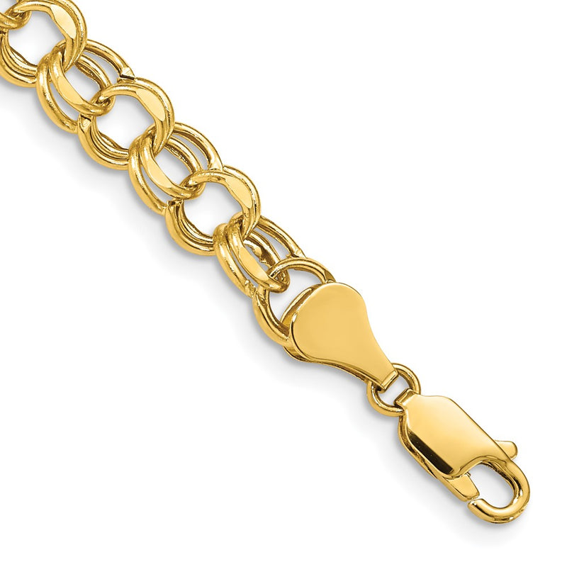 7 Inch 14K 7In 6.5mm Hollow Double Link Charm Bracelet