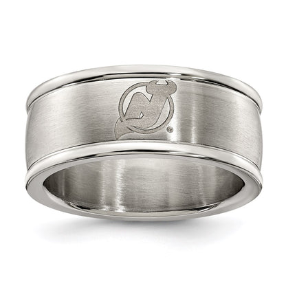 Stainless Steel New Jersey Devils Logo Band Ring Size 7