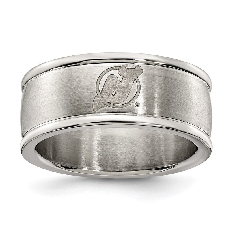 Stainless Steel New Jersey Devils Logo Band Ring Size 7