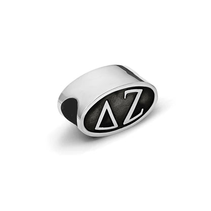 Sterling Silver Logoart Delta Zeta Oval Greek Letters Bead