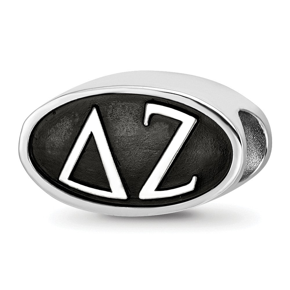 Sterling Silver Logoart Delta Zeta Oval Greek Letters Bead