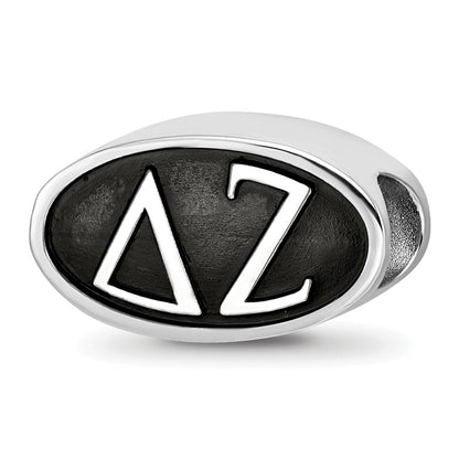 Sterling Silver Logoart Delta Zeta Oval Greek Letters Bead