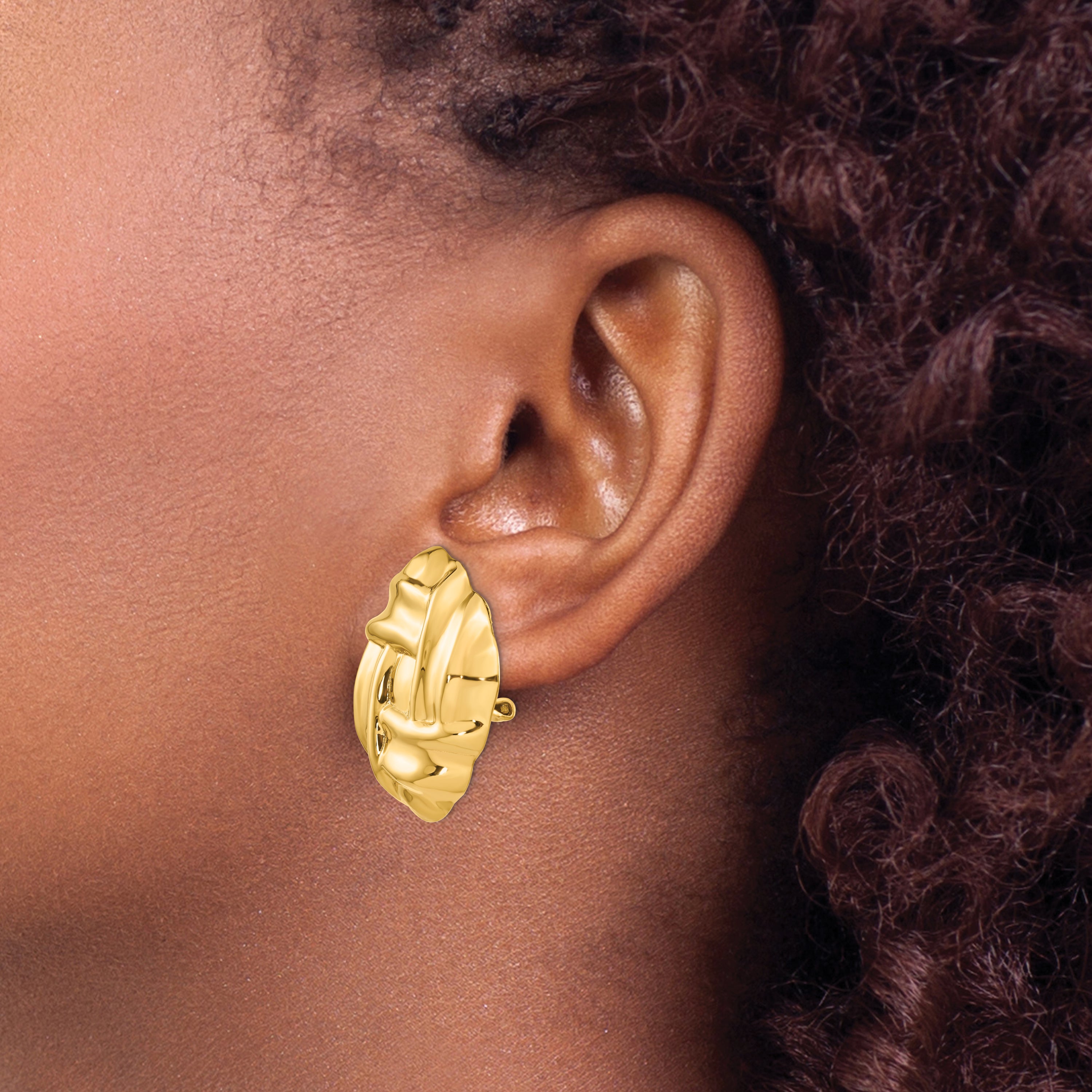 14K Yellow Gold Polished Fancy Omega Back Post Earrings