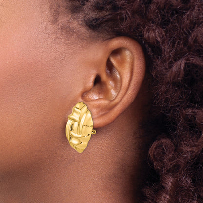 14K Yellow Gold Polished Fancy Omega Back Post Earrings