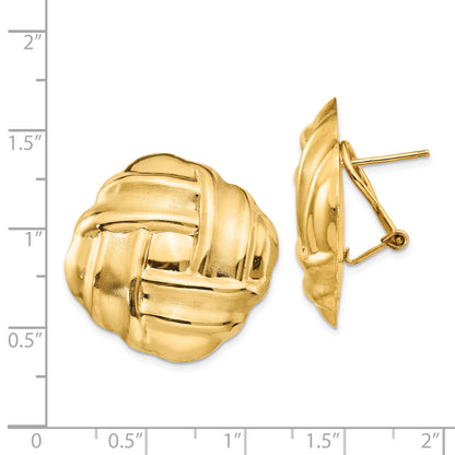 14K Yellow Gold Polished & Satin Omega Back Post Earrings