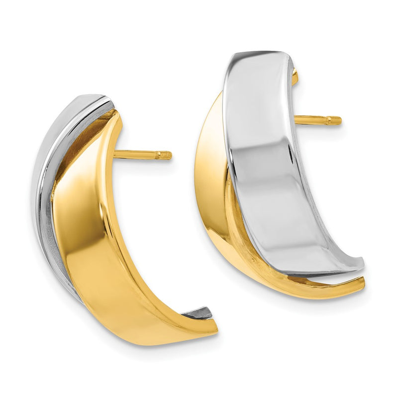 14K Two-Tone Polished Post Earrings
