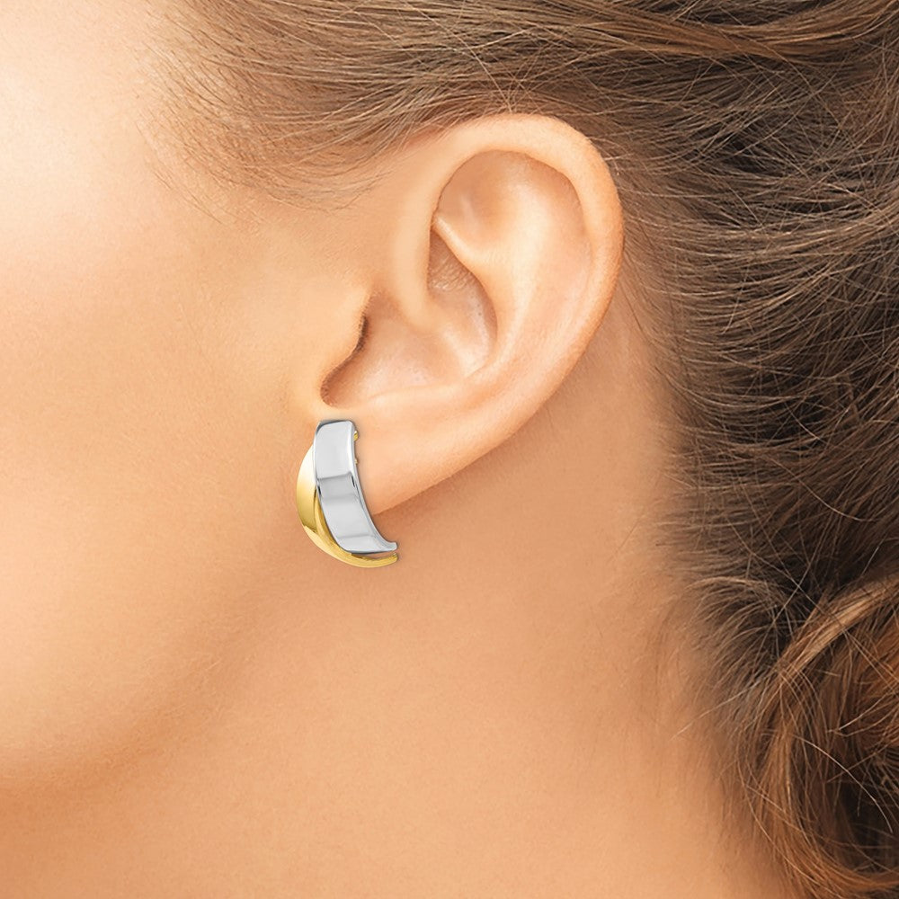 14K Two-Tone Polished Post Earrings
