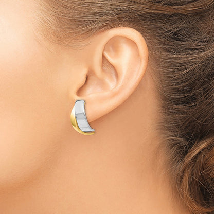 14K Two-Tone Polished Post Earrings