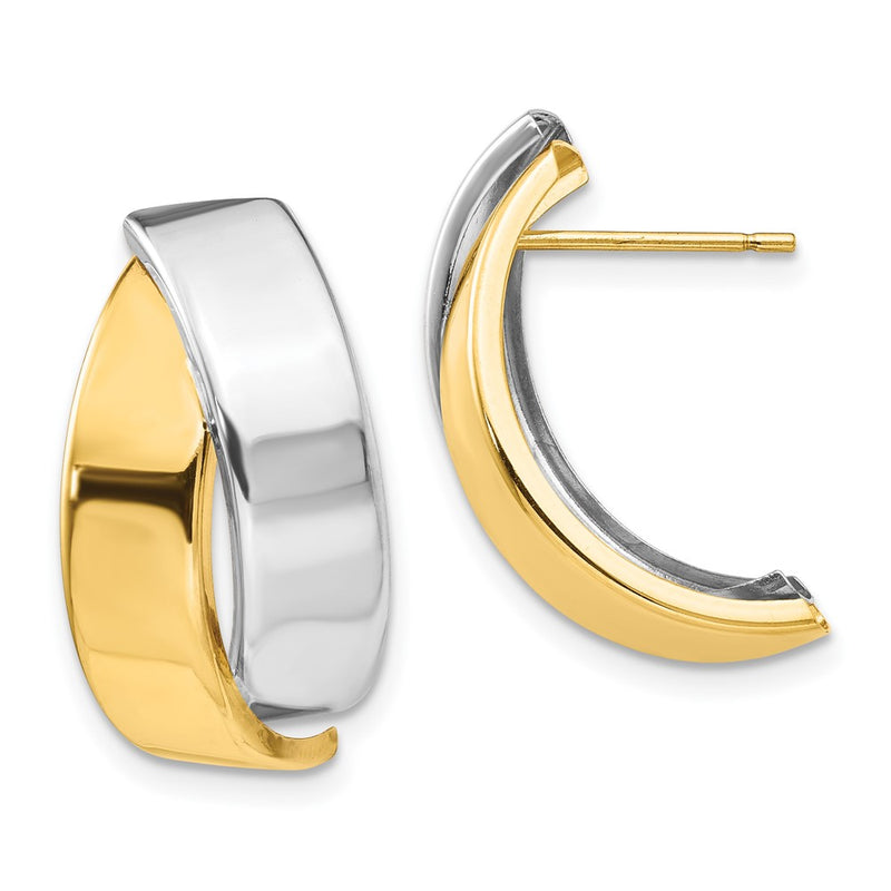 14K Two-Tone Polished Post Earrings