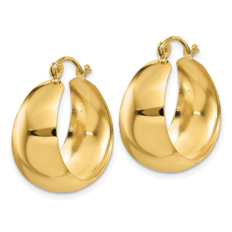 14K Yellow Gold Polished 10.5mm Tapered Hoop Earrings
