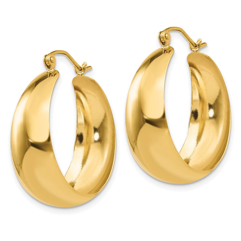 14K Yellow Gold Polished 10.5mm Tapered Hoop Earrings