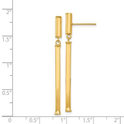 14K Yellow Gold Fancy Squared Post Dangle Earrings