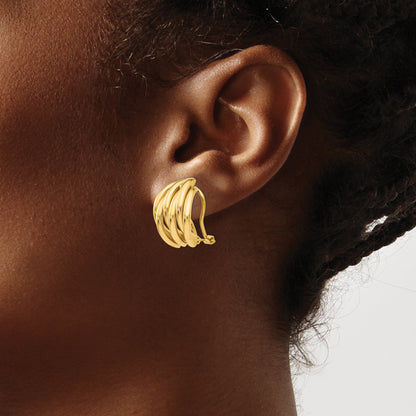 14K Yellow Gold Polished Fancy Omega Back Post Earrings