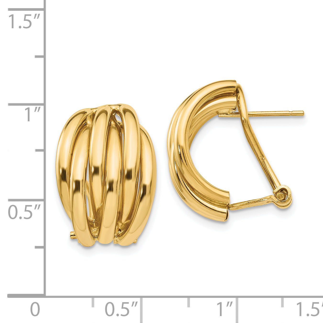 14K Yellow Gold Polished Fancy Omega Back Post Earrings