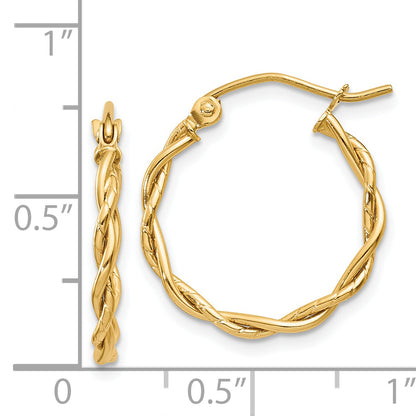14K Yellow Gold Polished 2.25mm Twisted Hoop Earrings