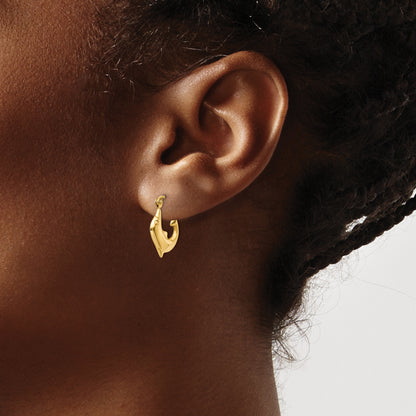 14K Yellow Gold Polished Dolphin Hoop Earrings