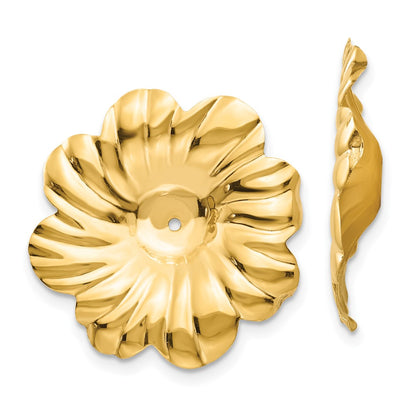 14K Yellow Gold Polished Floral Earring Jackets