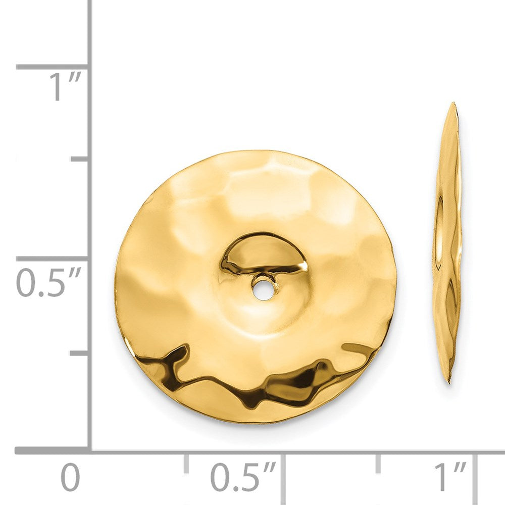 14K Yellow Gold Polished Hammered Disc Earring Jackets