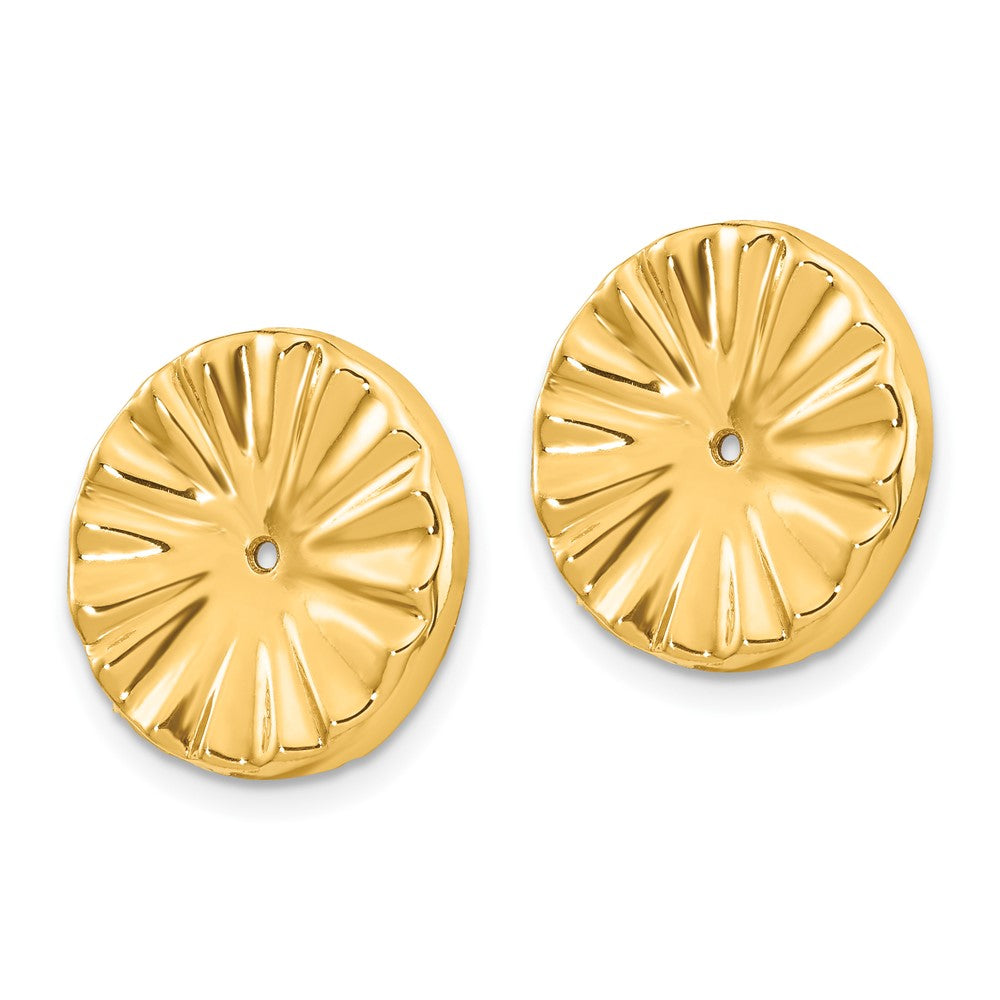 14K Yellow Gold Polished Sunburst Earring Jackets