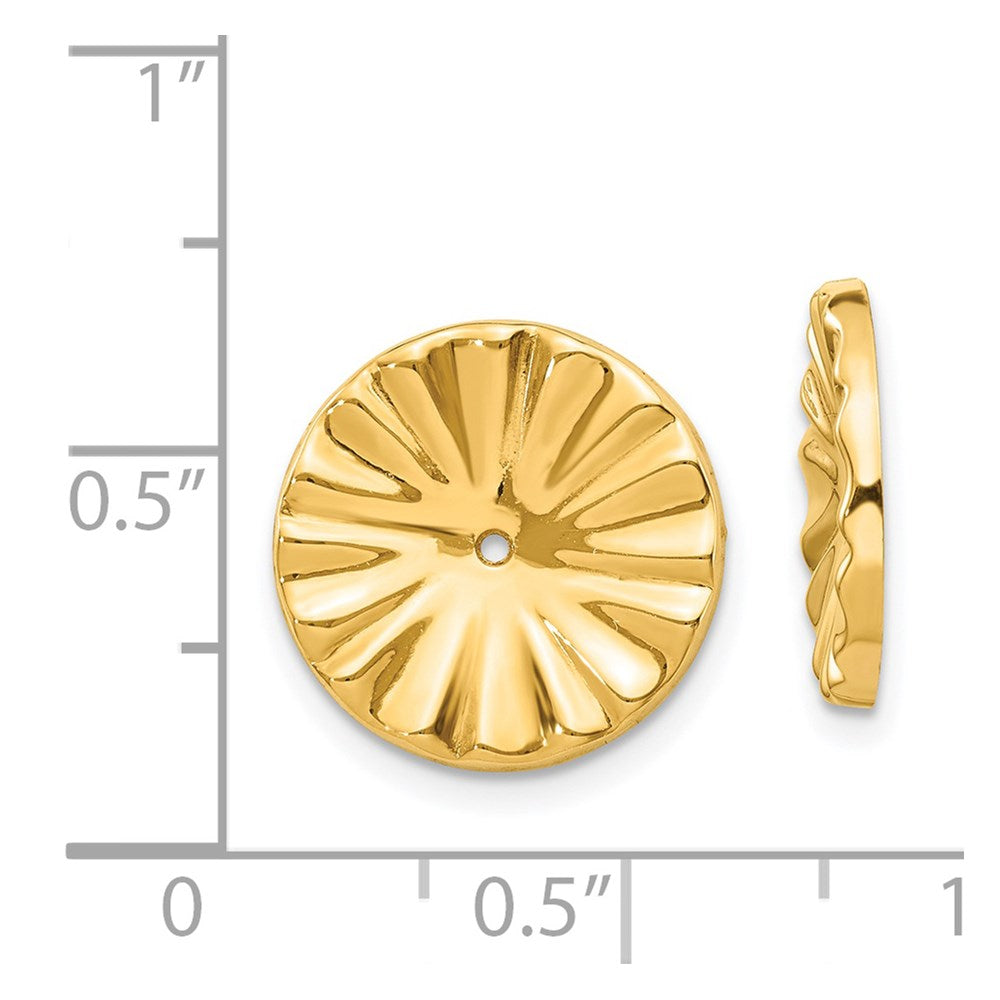 14K Yellow Gold Polished Sunburst Earring Jackets