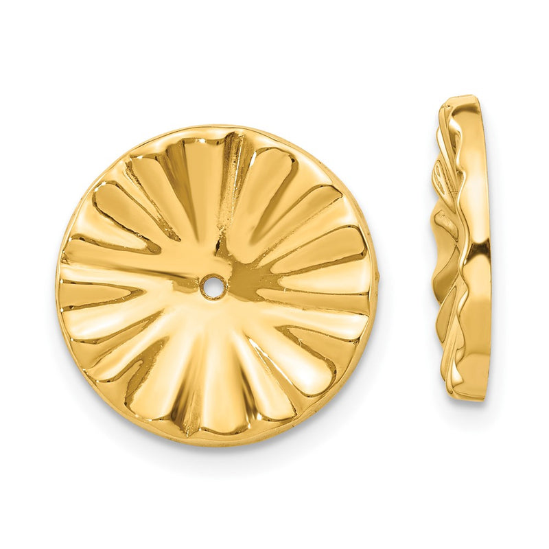14K Yellow Gold Polished Sunburst Earring Jackets