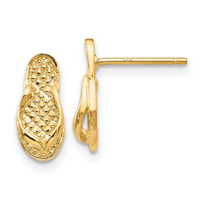 14K Yellow Gold Flip Flop Earrings