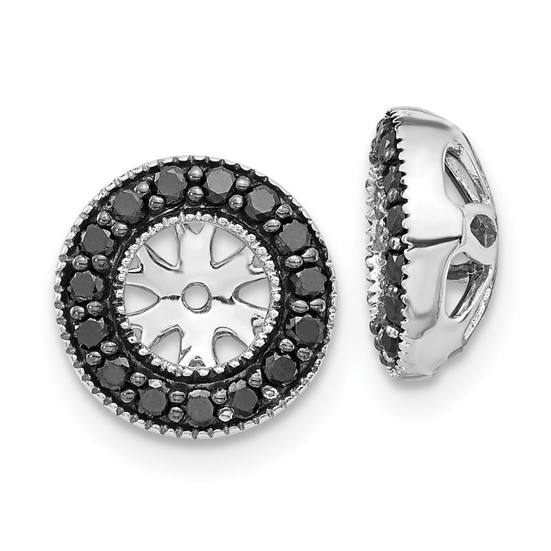 14K White Gold 1/4Ct Black Diamond Earring Jackets