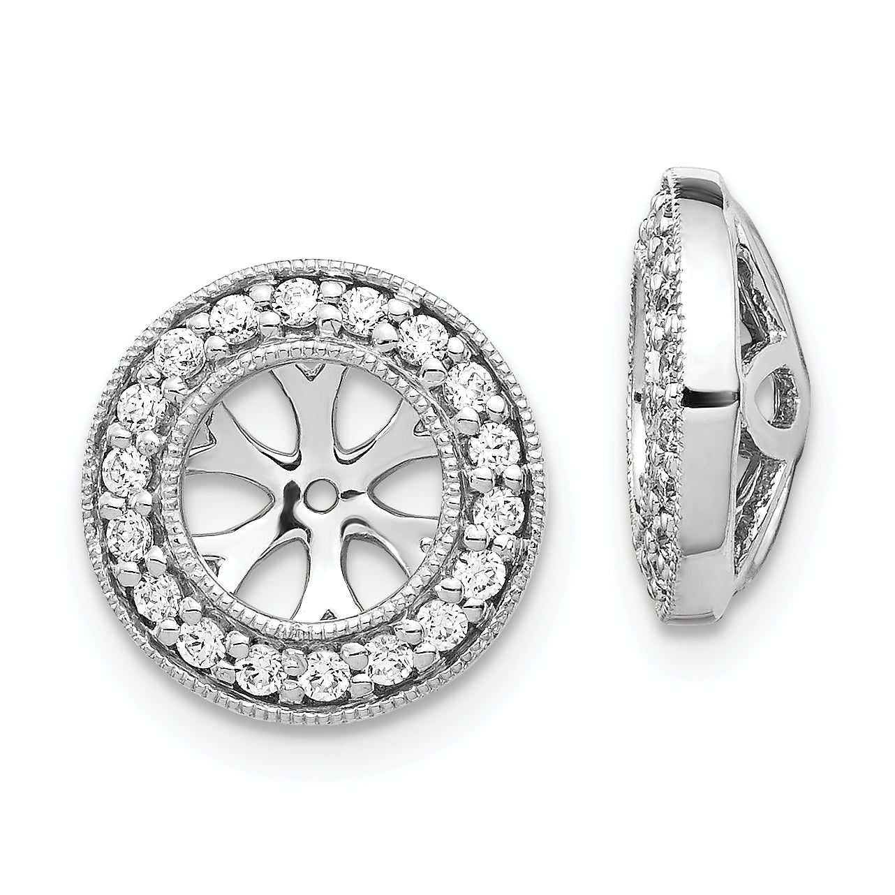 14k White Gold 1/3 Ct. Lab Grown Diamond VS/SI+ G+ with 6.5 mm Earring Jacket