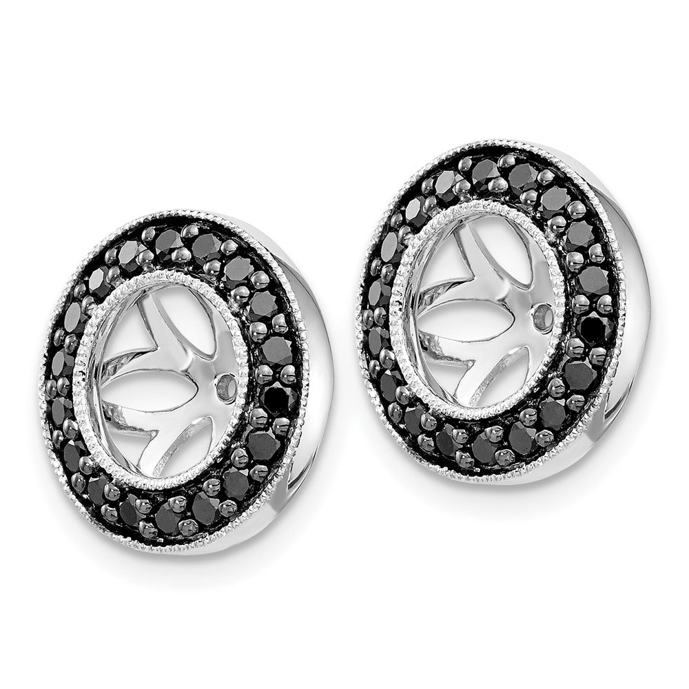 14K White Gold 1/3Ct Black Diamond Earring Jackets