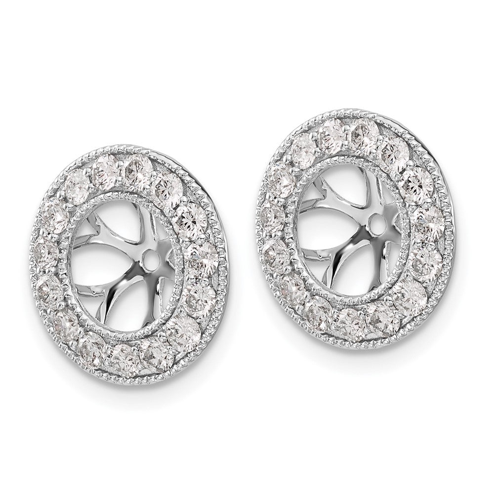 14k White Gold 1 Ct. Lab Grown Diamond VS/SI+ G+ with 7 mm Earring Jacket