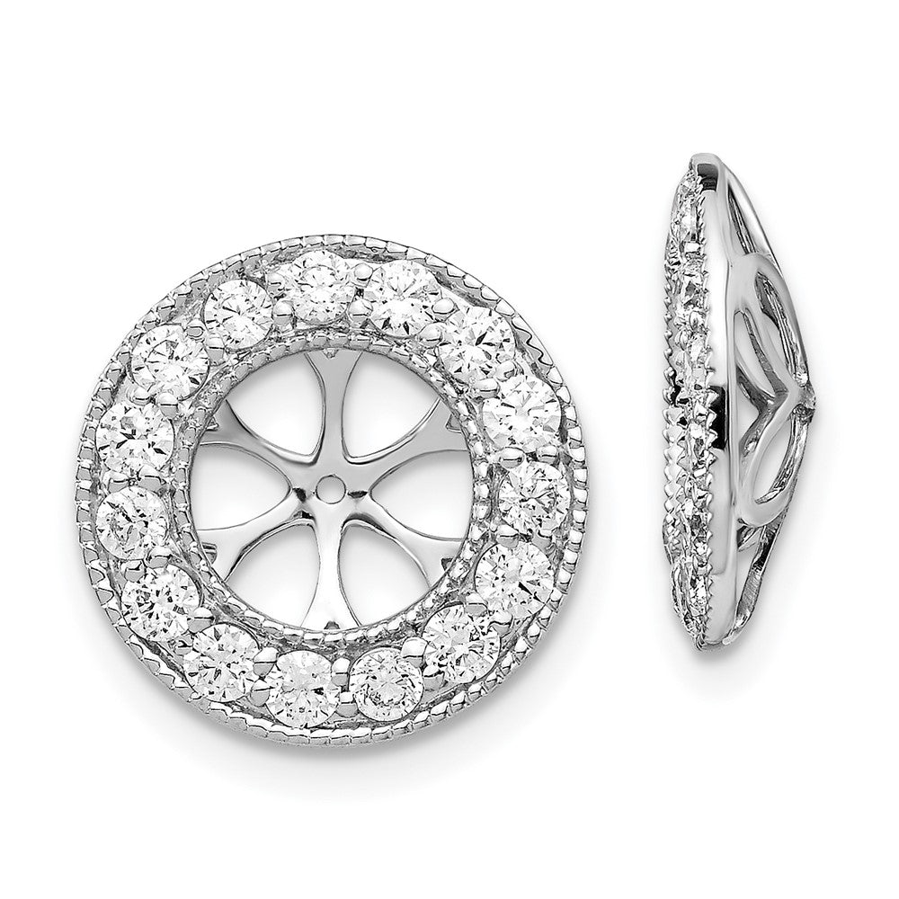 14k White Gold 1 Ct. Lab Grown Diamond VS/SI+ G+ with 7 mm Earring Jacket