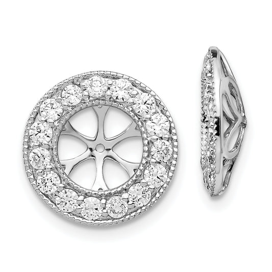 14k White Gold 1 Ct. Lab Grown Diamond VS/SI+ G+ with 7 mm Earring Jacket