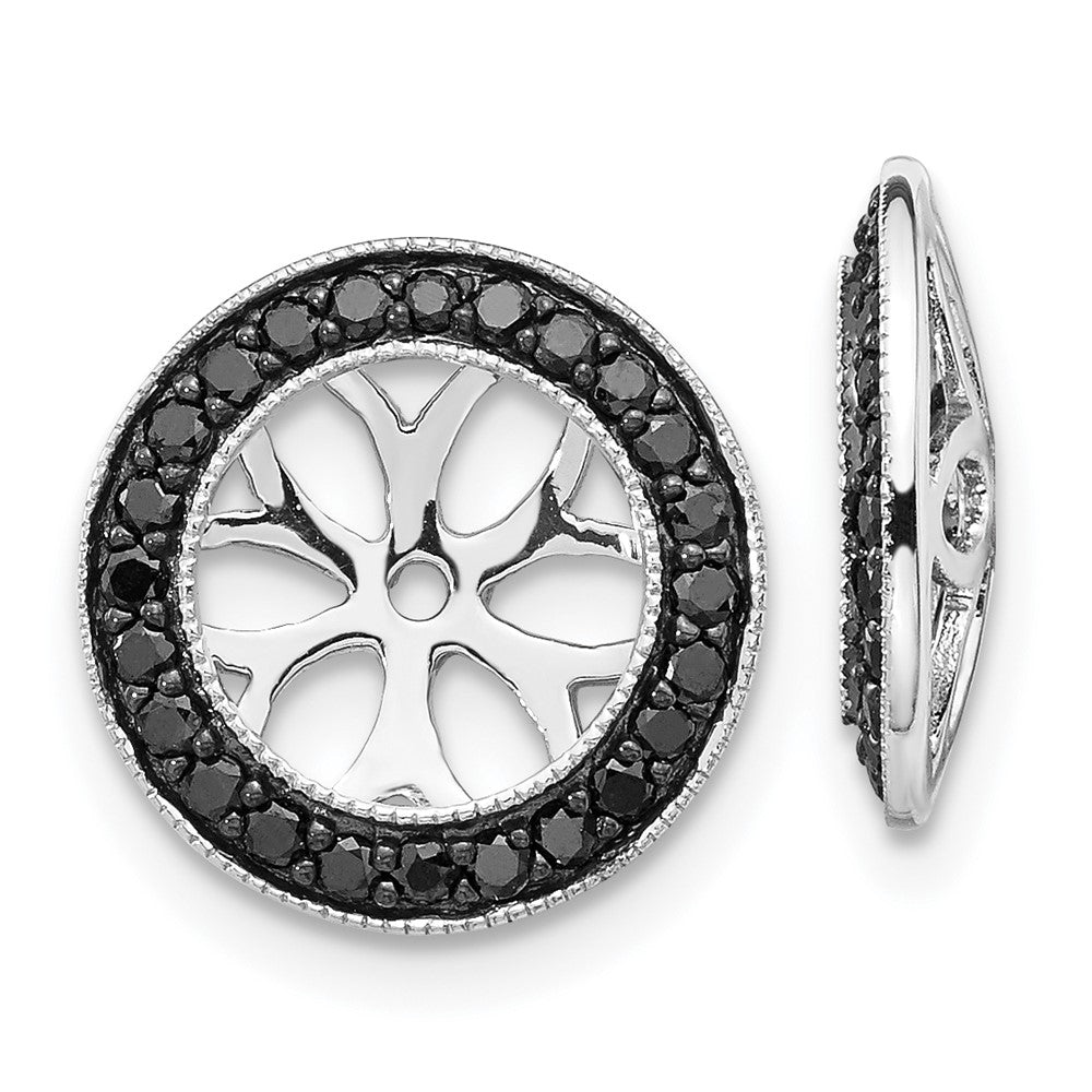 14K White Gold 3/8Ct Black Diamond Earring Jackets