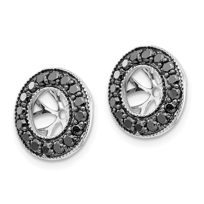 14K White Gold 3/4Ct Black Diamond Earring Jackets