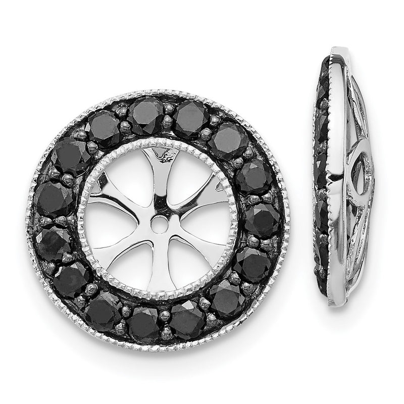 14K White Gold 1Ct Black Diamond Earring Jackets
