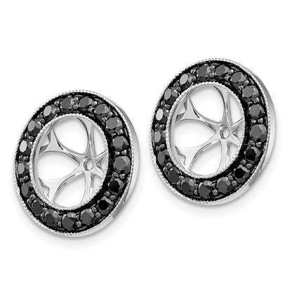 14K White Gold 1 1/6Ct Black Diamond Earring Jackets